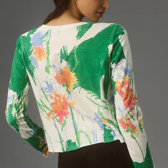 Anthropologie Sonal Nathwani for Maeve Long-Sleeve Printed Tee size Medium - Picture 2 of 9